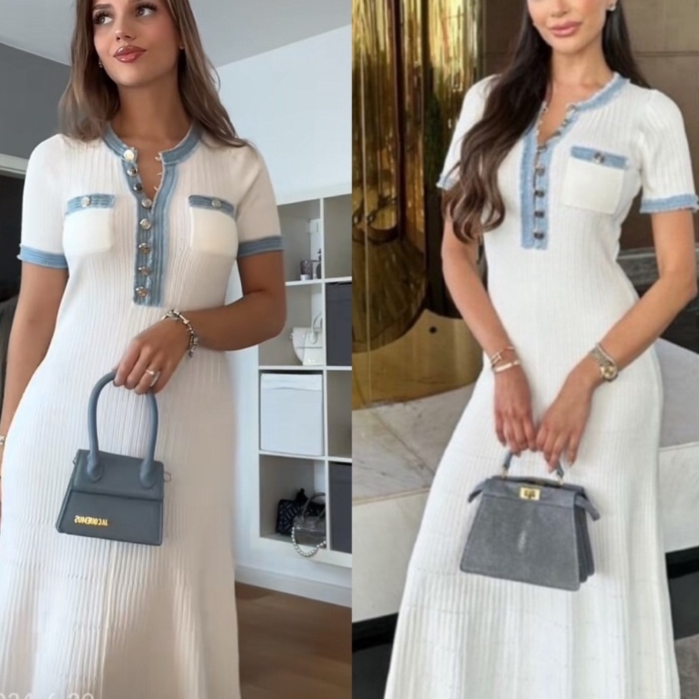 Sandro Alecia denim trim maxi dress - Picture 3 of 13